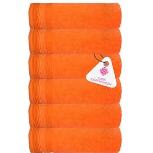 casa copenhagen - egyptian cotton pleates 6 pcs face towel 30 x 30 cm colour  orange