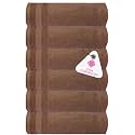 Casa Copenhagen - Egyptian Cotton Pleates 6 Pcs Face Towel (30 X 30 cm) Colour : Toffee