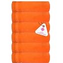 Casa Copenhagen - Egyptian Cotton Pleates 6 Pcs Face Towel (30 X 30 cm) Colour : Orange