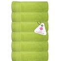 Casa Copenhagen - Egyptian Cotton Pleates 6 Pcs Face Towel (30 X 30 cm) Colour : Lime Green