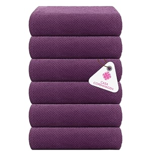 casa copenhagen - egyptian cotton popcorn 6 pcs face towel 30 x 30 cm colour  dark purple