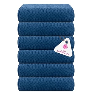 casa copenhagen - egyptian cotton popcorn6 pcs face towel 30 x 30 cm colour  navy