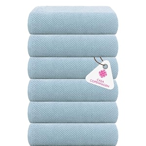 casa copenhagen - egyptian cotton popcorn6 pcs face towel 30 x 30 cm colour  dusty blue