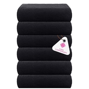 casa copenhagen - egyptian cotton popcorn6 pcs face towel 30 x 30 cm colour  black