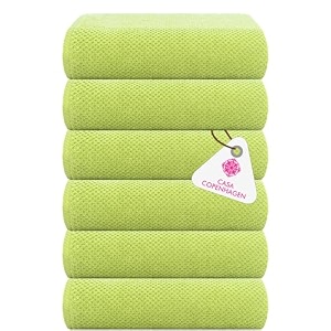 casa copenhagen - egyptian cotton popcorn6 pcs face towel 30 x 30 cm colour  lime green