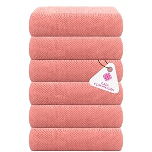 casa copenhagen - egyptian cotton popcorn6 pcs face towel 30 x 30 cm colour  malibu peach
