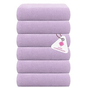casa copenhagen - egyptian cotton popcorn6 pcs face towel 30 x 30 cm colour  purple rose