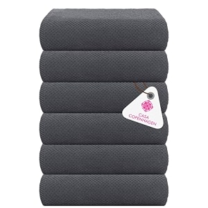 casa copenhagen - egyptian cotton popcorn6 pcs face towel 30 x 30 cm colour  pine grey
