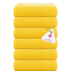 casa copenhagen - egyptian cotton popcorn6 pcs face towel 30 x 30 cm colour  butter yellow