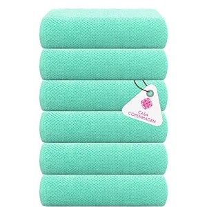 casa copenhagen - egyptian cotton popcorn6 pcs face towel 30 x 30 cm colour  aque blue