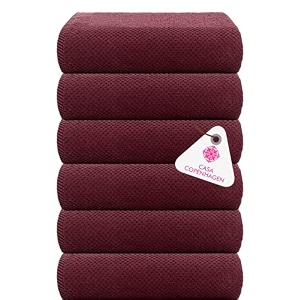 casa copenhagen - egyptian cotton popcorn6 pcs face towel 30 x 30 cm colour  burgundy