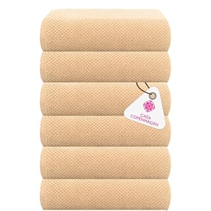 casa copenhagen - egyptian cotton popcorn6 pcs face towel 30 x 30 cm colour  beige
