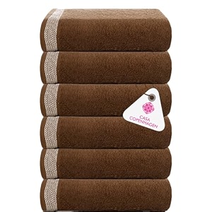 casa copenhagen - egyptian cotton solitiare 6 pcs face towel 30 x 30 cm colour  brown