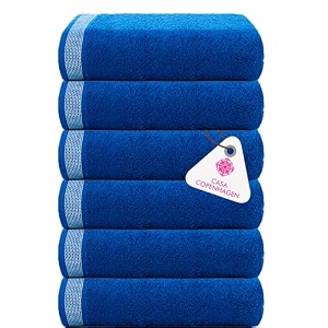 casa copenhagen - egyptian cotton solitiare 6 pcs face towel 30 x 30 cm colour  electric blue