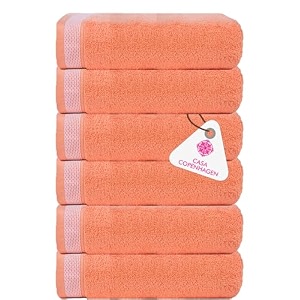casa copenhagen - egyptian cotton solitiare 6 pcs face towel 30 x 30 cm colour  malibu peach