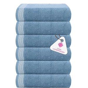 casa copenhagen - egyptian cotton solitiare 6 pcs face towel 30 x 30 cm colour  dusty blue