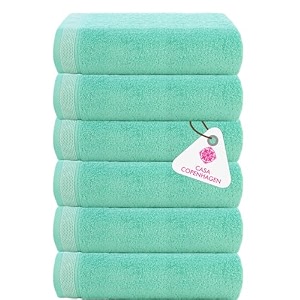 casa copenhagen - egyptian cotton solitiare 6 pcs face towel 30 x 30 cm colour  aque blue