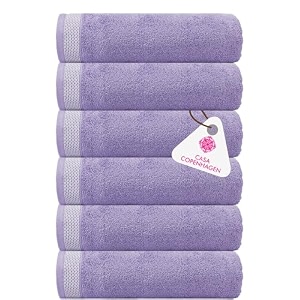 casa copenhagen - egyptian cotton solitiare 6 pcs face towel 30 x 30 cm colour  purple rose