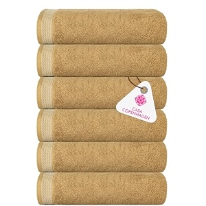 casa copenhagen - egyptian cotton solitiare 6 pcs face towel 30 x 30 cm colour  beige