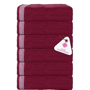 casa copenhagen - egyptian cotton solitiare 6 pcs face towel 30 x 30 cm colour  burgundy