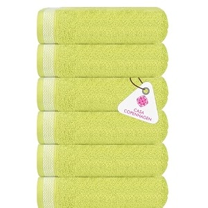 casa copenhagen - egyptian cotton solitiare 6 pcs face towel 30 x 30 cm colour  lime green