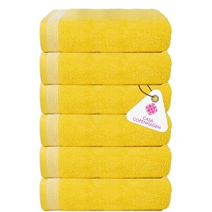 casa copenhagen - egyptian cotton solitiare 6 pcs face towel 30 x 30 cm colour  butter yellow