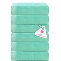 Casa Copenhagen - Egyptian Cotton Solitiare 6 Pcs Face Towel (30 X 30 cm) Colour : Aque Blue