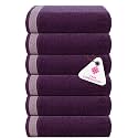 Casa Copenhagen - Egyptian Cotton Solitiare 6 Pcs Face Towel (30 X 30 cm) Colour : Dark Purple