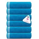 Casa Copenhagen - Egyptian Cotton Solitiare 6 Pcs Face Towel (30 X 30 cm) Colour : Teal Blue