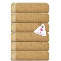 Casa Copenhagen - Egyptian Cotton Solitiare 6 Pcs Face Towel (30 X 30 cm) Colour : Beige