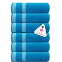 Casa Copenhagen - Egyptian Cotton Solitiare 6 Pcs Face Towel (30 X 30 cm) Colour : Teal Blue