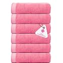 Casa Copenhagen - Egyptian Cotton Solitiare 6 Pcs Face Towel (30 X 30 cm) Colour : Pink