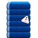 Casa Copenhagen - Egyptian Cotton Solitiare 6 Pcs Face Towel (30 X 30 cm) Colour : Electric Blue