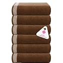 Casa Copenhagen - Egyptian Cotton Solitiare 6 Pcs Face Towel (30 X 30 cm) Colour : Brown