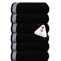 Casa Copenhagen - Egyptian Cotton Solitiare 6 Pcs Face Towel (30 X 30 cm) Colour : Black