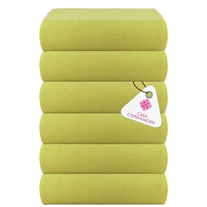 casa copenhagen - egyptian cotton waffle 6 pcs face towel 40 x 40 cm colour  lime green