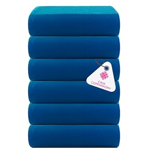 casa copenhagen - egyptian cotton waffle 6 pcs face towel 30 x 30 cm colour  electric blue