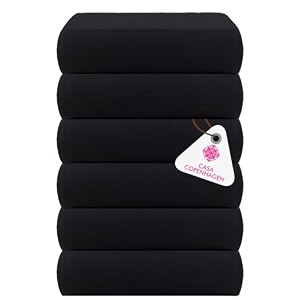 casa copenhagen - egyptian cotton waffle 6 pcs face towel 40 x 40 cm colour  black