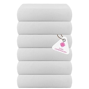 casa copenhagen - egyptian cotton waffle 6 pcs face towel 40 x 40 cm colour  white
