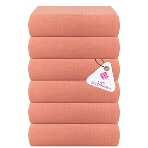 casa copenhagen - egyptian cotton waffle 6 pcs face towel 40 x 40 cm colour  malibu peach