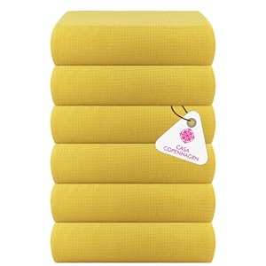 casa copenhagen - egyptian cotton waffle 6 pcs face towel 40 x 40 cm colour  butter yellow