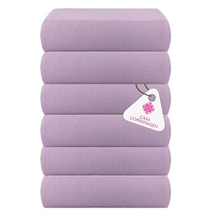casa copenhagen - egyptian cotton waffle 6 pcs face towel 30 x 30 cm colour  purple rose