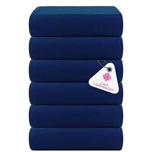 casa copenhagen - egyptian cotton waffle 6 pcs face towel 30 x 30 cm colour  navy