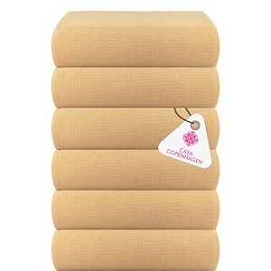 casa copenhagen - egyptian cotton waffle 6 pcs face towel 30 x 30 cm colour  beige