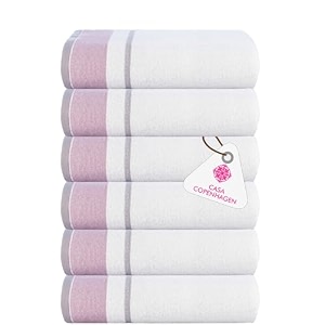 casa copenhagen - egyptian cotton white bay 6 pcs face towel 30 x 30 cm colour  lavenderlight grey
