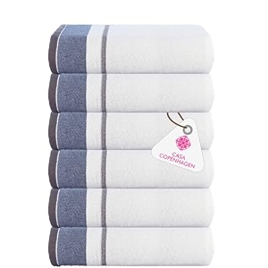casa copenhagen - egyptian cotton white bay 6 pcs face towel 30 x 30 cm colour  bluedark grey