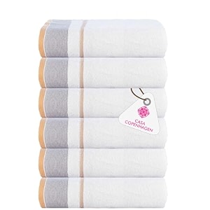 casa copenhagen - egyptian cotton white bay 6 pcs face towel 30 x 30 cm colour  light greybeige