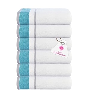casa copenhagen - egyptian cotton white bay 6 pcs face towel 30 x 30 cm colour  tealgrey