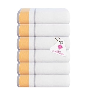 casa copenhagen - egyptian cotton white bay 6 pcs face towel 30 x 30 cm colour  goldgrey