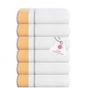 Casa Copenhagen - Egyptian Cotton White Bay 6 Pcs Face Towel (30 X 30 cm) Colour : Gold/Grey